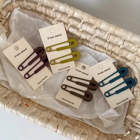 Pinzas para el Cabello de Metal con Forma de Imperdible Color Morandi Laca Mate Clip de Flequillo Geométrico Joyería para el Cabello para Mujer