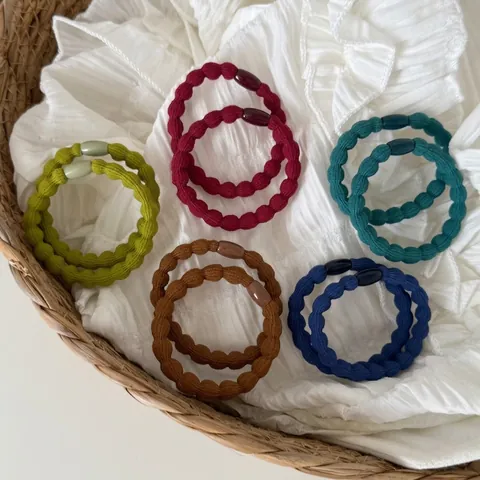 Coleteros de Alta Elasticidad Estilo Coreano para Mujer Color Sólido Textura Acanalada Coleteros Básicos Duraderos Accesorios para el Cabello de Moda para el Trabajo