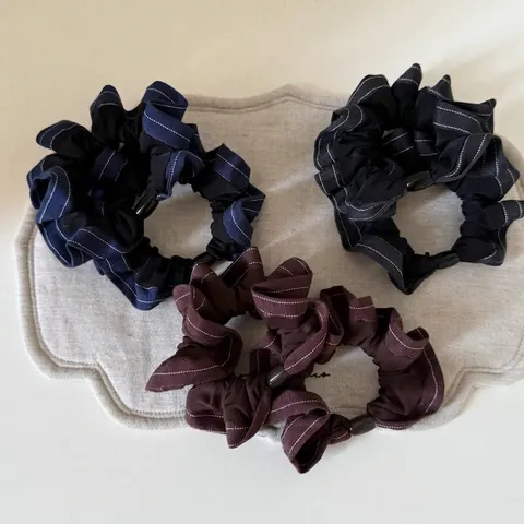 Koreaanse Stijl Geplooide Satijnen Scrunchies Gestreept Hoog Elastische Haarelastiekjes Voor Vrouwen Vintage Handgemaakte Haaraccessoires