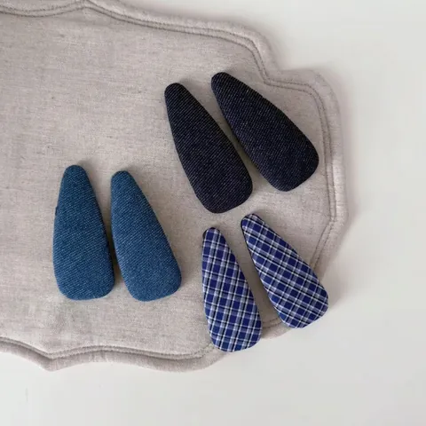 Vintage Denim Quadretti Tessuto Fermagli Capelli Scatto Per Donna Blu Goccia BB Clips Accessori Capelli Minimalisti Quotidiano