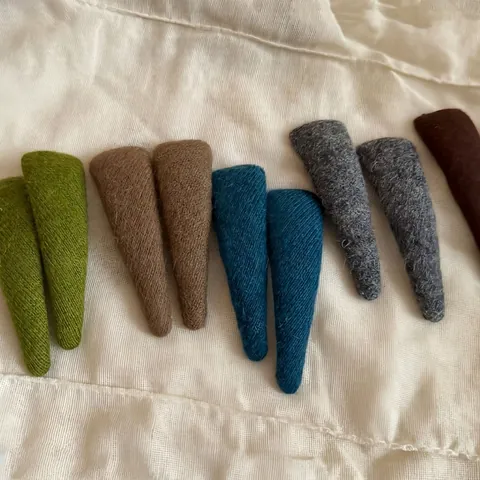 Pinzas de Pelo Triangulares Envueltas en Tela de Punto Estilo Bosque para Mujer Elegantes Clips BB Color Sólido Accesorios Hechos a Mano