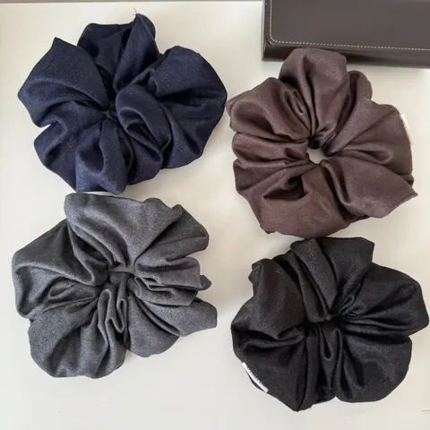 Lazy Style Solid Color Denim Fabric Scrunchie For Women Large Hair Tie Elegant High Quality Fashion Hair Accessories