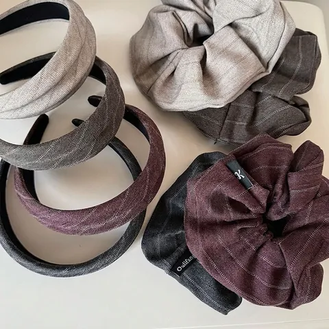 Cerchietto Imbottito in Tessuto a Spina di Pesce a Righe Vintage per Donna Cerchio per Capelli Largo Retrò Accessori