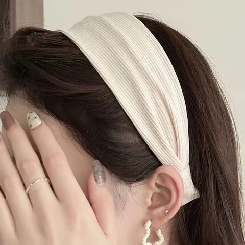 Damen Vintage Rippenstoff Breiter Haarreif Gestrickter Einfarbiger High Top Haarschmuck Einfacher Täglicher Modeschmuck