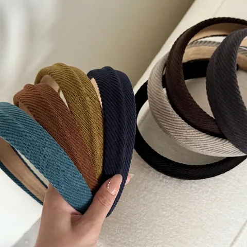 Cerchietto Imbottito in Spugna da Donna in Velluto a Coste Fascia Larga Tinta Unita Antiscivolo Accessori per Capelli Vintage per Uso Quotidiano