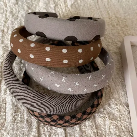 Retro Gepolstertes Stoff Haarband Für Damen Breite Krempe High Top Stirnband Vintage Gestreift Gepunktet Elegant Haarschmuck