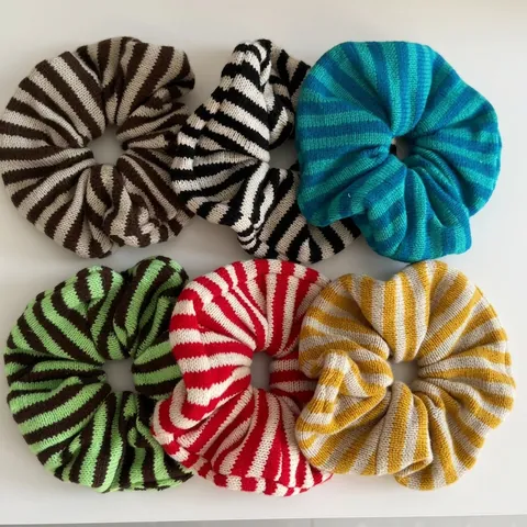 Knit Striped Scrunchies Woolen Yarn Hair Ties For Women Vintage Large Elastic Hair Bands Autumn Winter Fashion Hair Accessories