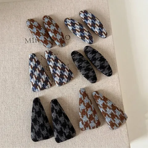 Fermagli per Capelli BB in Tessuto Tweed con Motivo Pied de Poule per Donna Moda Autunno Inverno Eleganti Accessori per Capelli