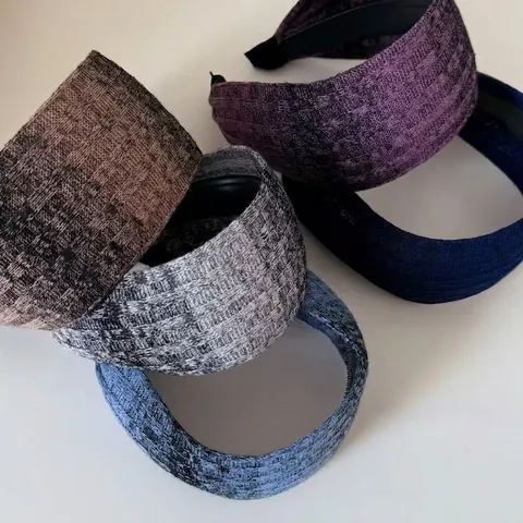 Vintage Knitted Wide Side Headband For Women Solid Color Retro Anti-Slip Hair Hoop Elastic Hairband Fashion Hair Accessories