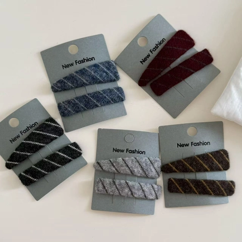 Fermagli per Capelli in Maglia Spigata Retro Eleganti Fermagli BB a Righe in Tessuto per Frangia Accessori Moda Quotidiana Donna