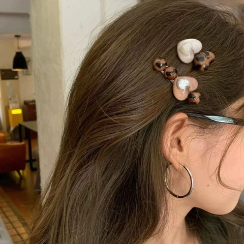 Set di Fermagli per Capelli a Cuore con Stampa Leopardata Vintage Chic Becco di Corvo per Donna Accessori Capelli Moda