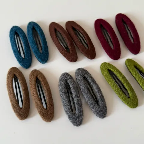 Minimalist Knitted Wool Oval BB Hair Clip For Women Handmade Solid Color Autumn Winter Plush Hairpin Accessories Headwear
