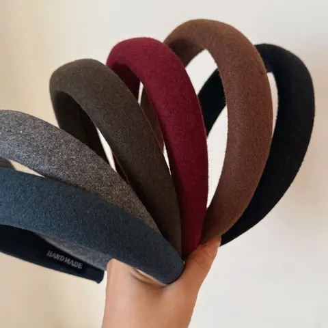 Diadema Acolchada de Lana Vintage para Mujer Color Sólido Elegante Esponja Gruesa Aro para el Cabello Accesorios para el Cabello Diarios