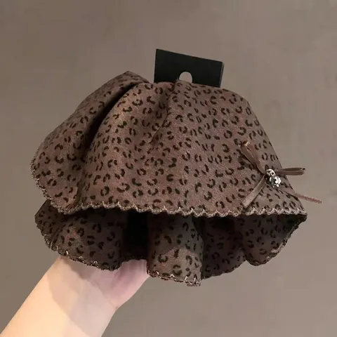 Pinza per Capelli Vintage con Fiocco e Stampa Leopardata per Donna Fermaglio in Tessuto con Pendente in Strass Accessori Moda Capelli