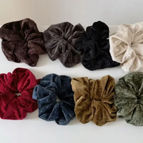 Scrunchies de Terciopelo Grandes Para Mujer Gomas De Pelo Elásticas Suaves Color Sólido Vintage Cintas Para El Cabello Accesorios Para El Cabello Moda Otoño Invierno