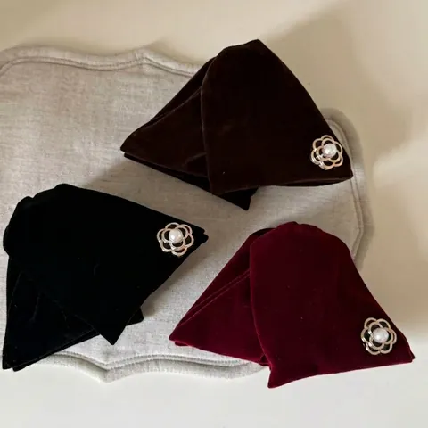 Elegante Pinza per Capelli in Velluto a Forma di Camelia per Donna Autunno Inverno Stile Coreano Con Perla Artificiale