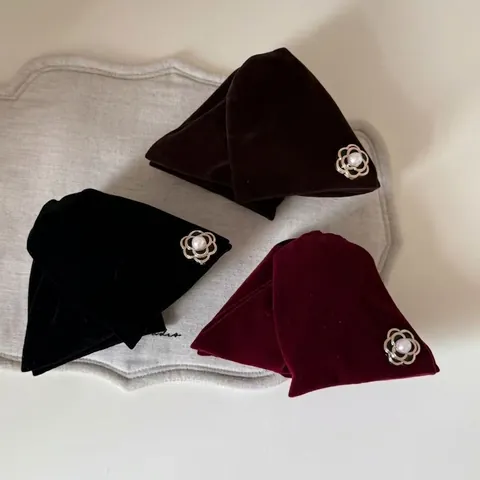 Elegante Pinza per Capelli in Velluto a Forma di Camelia per Donna Autunno Inverno Stile Coreano Con Perla Artificiale