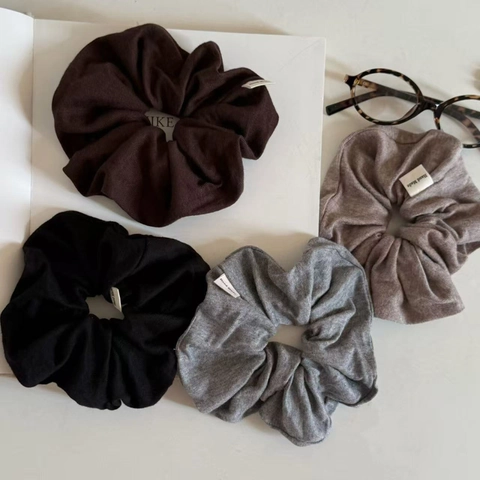 Vintage Knitted Fabric Large Hair Scrunchies For Women Handmade Striped Solid Color Elastic Hair Ties Hair Accessories
