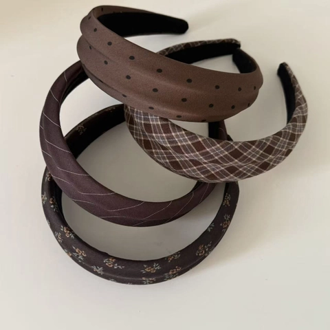Vintage Kaffeebraun Breites Satin Stirnband Maillard Stil Retro Gepolsterter Haarreif Elegantes Mode Haar Accessoire Für Damen