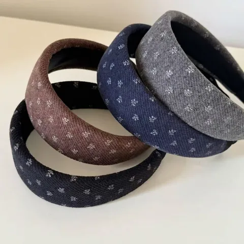 Retro Knitted Floral Padded Headband Vintage Wide Sponge Thickened Hair Band For Women Face Wash Daily Hair Accessories