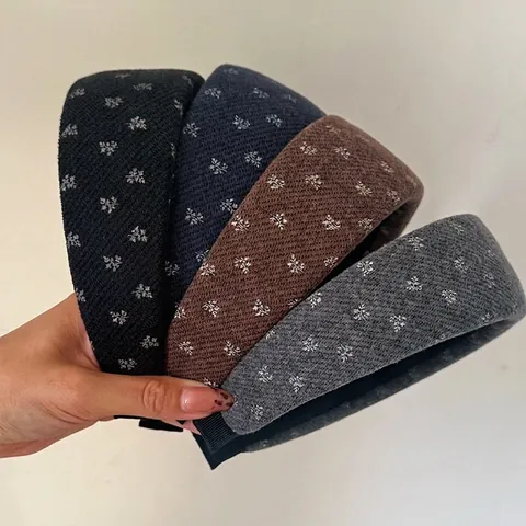 Retro Knitted Floral Padded Headband Vintage Wide Sponge Thickened Hair Band For Women Face Wash Daily Hair Accessories