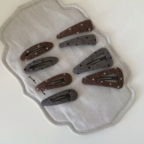 Vintage Stoff BB Haarklammern Mit Punktemuster Dreieckig Und Oval Antirutsch Seitenclips Für Damen Mädchen Haarschmuck