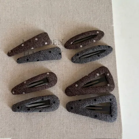 Vintage Stoff BB Haarklammern Mit Punktemuster Dreieckig Und Oval Antirutsch Seitenclips Für Damen Mädchen Haarschmuck