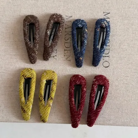 Fermagli per Capelli Snap in Tessuto a Maglia Vintage Autunno Inverno Clip BB a Goccia d'Acqua Cavi per Donna Accessori Moda