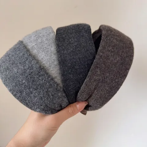 Women Autumn Winter Woolen Wide Headband High Top Solid Color Knit Hair Hoop Versatile Soft Hair Accessories For Daily Outdoor