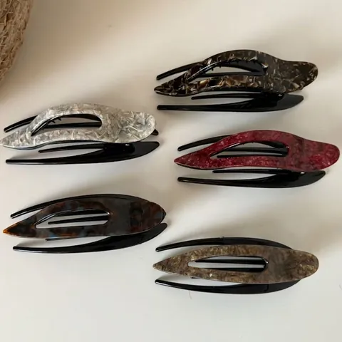 Pinza para el Pelo de Pico de Pato de Acetato de Celulosa Grande para Mujer Textura de Mármol Patrón de Carey Accesorio