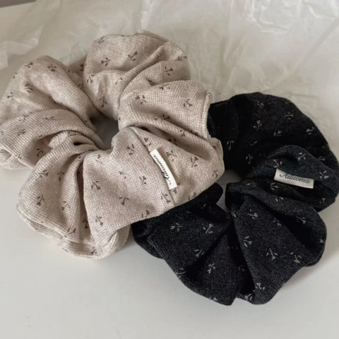 Vintage Koreanischer Stil Blumenmuster Strickstoff Haargummi Groß Elastisch Handmade Blumendruck Pferdeschwanz Halter Damen Kopfschmuck