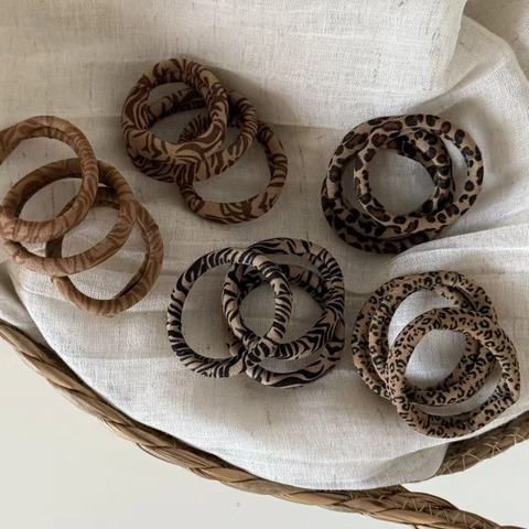 Chouchou à Imprimé Léopard à la Mode Élastique Sans Couture en Tissu pour Femmes Anneau de Cheveux à Motif Animal Durable Accessoires Cheveux