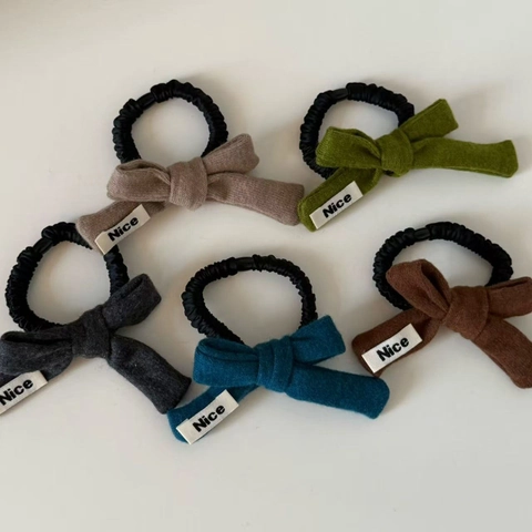 Coleteros De Punto Con Lazo De Estilo Coreano Para Mujer Gomas Para El Pelo De Alta Elasticidad Cuerda Para El Pelo Con Lazo Hecha A Mano Accesorios