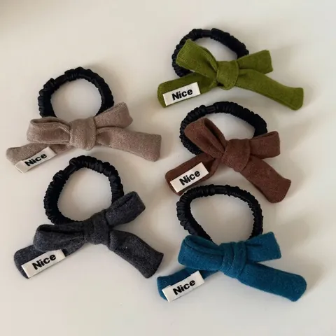 Coleteros De Punto Con Lazo De Estilo Coreano Para Mujer Gomas Para El Pelo De Alta Elasticidad Cuerda Para El Pelo Con Lazo Hecha A Mano Accesorios