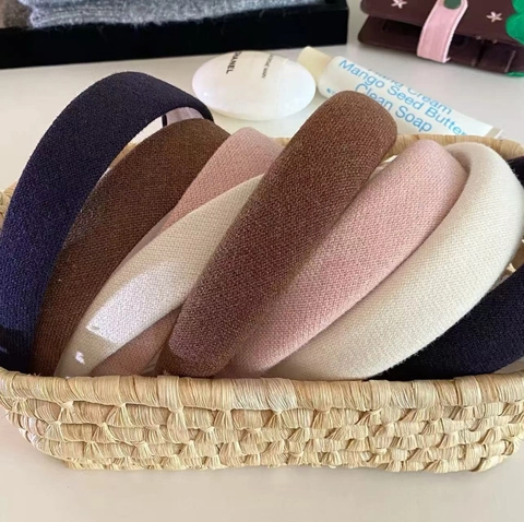 Cerchietto Imbottito in Spugna a Maglia da Donna Elegante Tinta Unita in Tessuto Fascia per Capelli Moda Versatile Accessori per Capelli