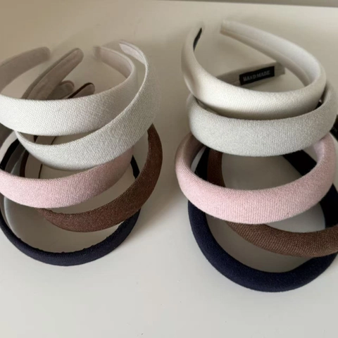 Cerchietto Imbottito in Spugna a Maglia da Donna Elegante Tinta Unita in Tessuto Fascia per Capelli Moda Versatile Accessori per Capelli