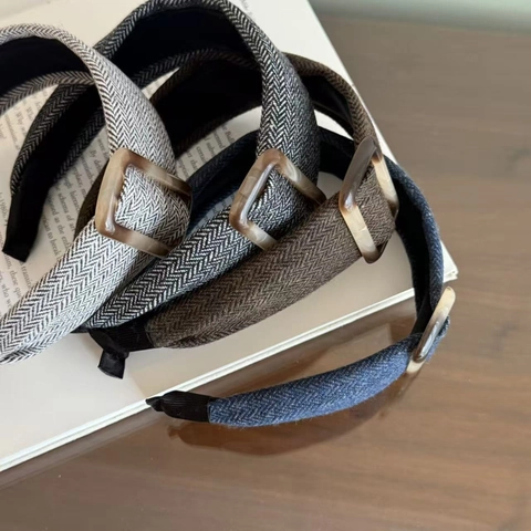 Cerchietto Largo in Tessuto a Spina di Pesce Vintage Con Fibbia in Resina Elastico in Stoffa Coreano Gioielli Capelli Donna