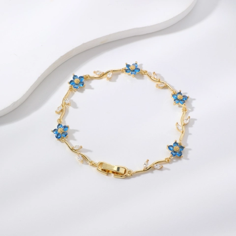 Elegante Pulsera de Vid de Flor de Estrás de Cobre para Mujer Chic Botánica Geométrica Chapada en Oro y Plata Joyería de Mano de Moda