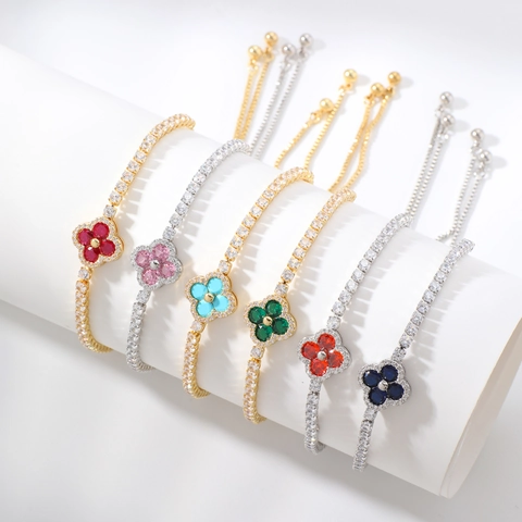 Minimalistisches Kupfer Kleeblatt Bolo Armband Für Damen Filigraner Strass Verstellbares Glücksbringer Kleeblatt Armband Schmuck Geschenk