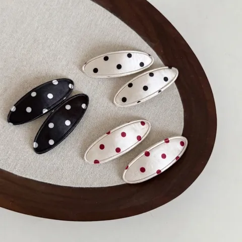 Vintage Satijn Polka Dot Strik Haarspeld Zoete Snapclip Ovaal Retro Minimalistische Haaraccessoires Voor Dames Meisjes