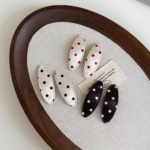 Vintage Satijn Polka Dot Strik Haarspeld Zoete Snapclip Ovaal Retro Minimalistische Haaraccessoires Voor Dames Meisjes