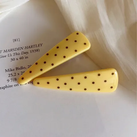 Vintage Stippenpatroon Acryl Haarklem Voor Vrouwen Schattig Geel Wit Rood Eendenbek Clip Geometrisch Franse Stijl Haaraccessoires