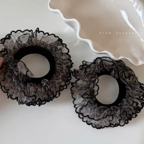 Französisch Leopardenmuster Gaze Haargummi Hochelastisches Netz Scrunchie Eleganter Pferdeschwanz Halter Damen Mode Haarschmuck