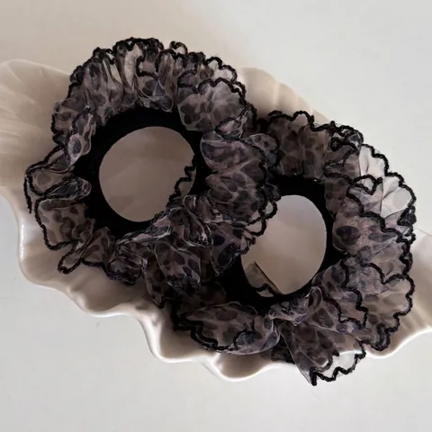 Französisch Leopardenmuster Gaze Haargummi Hochelastisches Netz Scrunchie Eleganter Pferdeschwanz Halter Damen Mode Haarschmuck