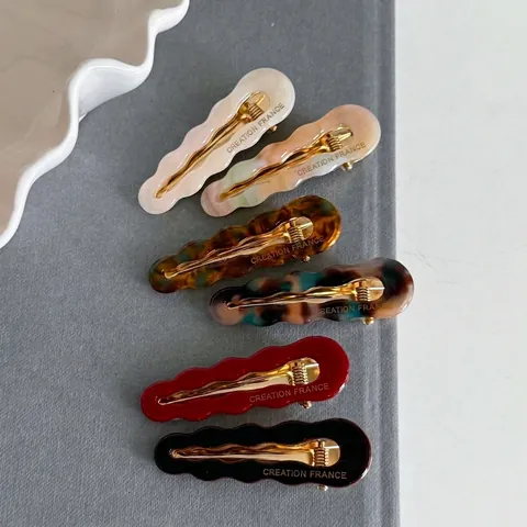 French Style Acetate Wave Edge Hair Clip Gold Label Minimalist Small Side Bangs Duckbill Clip For Women Hair Accessories