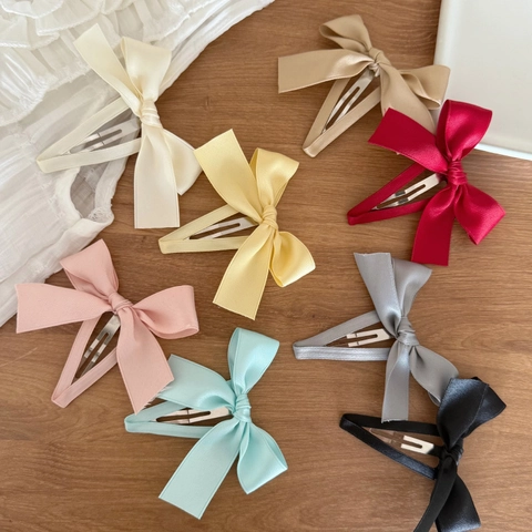 Handgefertigt Satin Schleife Haarclip Koreanisch Süß Schleife Haarnadel Elegant Seitenclip Mode Kopfschmuck Damen Schmuck