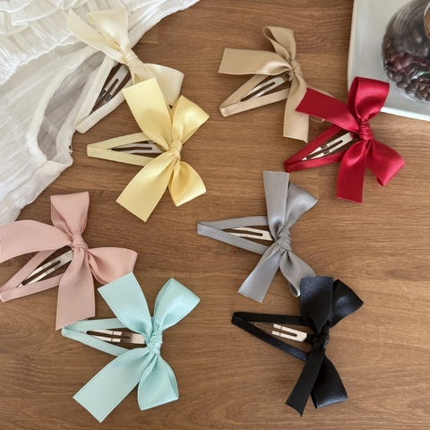 Handgefertigt Satin Schleife Haarclip Koreanisch Süß Schleife Haarnadel Elegant Seitenclip Mode Kopfschmuck Damen Schmuck