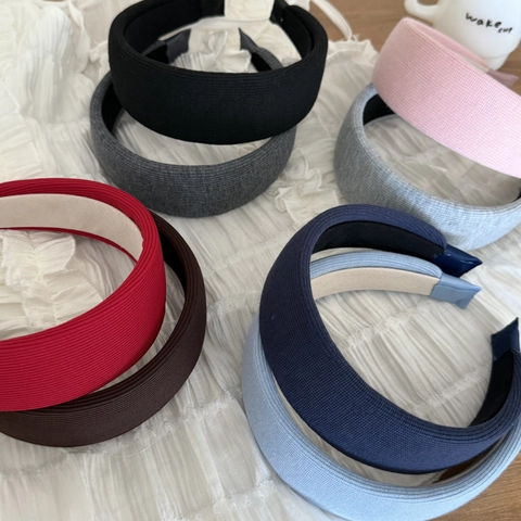 Korean Style Thickened Knitted Ribbed Wide Brim Headband For Women Minimalist Solid Color Hair Band Autumn Winter Headwear Accessory
