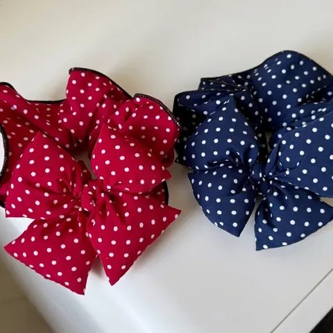 Vintage Satin Schleife Haargummi Für Damen Große Punktmuster Haargummi Handgefertigt Große Haaring Mode Kopfschmuck Haar Zubehör