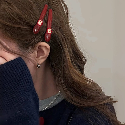 Leuke Koreaanse Stijl Rode Appel Haarspeld Voor Vrouwen Meisjes Legering Glanzende Fruit Haarnaald Dagelijks Accessoire